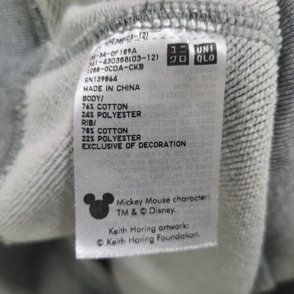 UNIQLO UT x DISNEY x KEITH HARING Pullover Sweatshirt Gray SZ Small - Picture 9 of 9